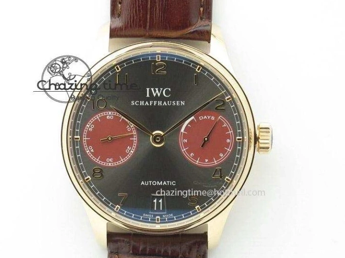 MIROTIME 0501 Portuguese Tourbillon IW5463 RG ZF Best Edition White Dial on Brown Leather Strap Stylish 7174